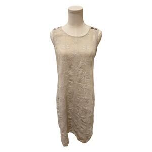 Terzo Millennio Italy 100% Lightweight Linen Embroidered Beige Sleeveless Small